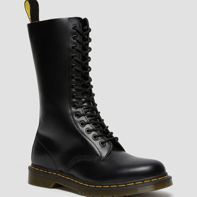 Runde Zehen Damenleder Stiefel schwarzer Militärstil Stiefel für Freizeit / Geschäft