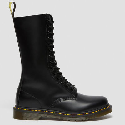 Runde Zehen Damenleder Stiefel schwarzer Militärstil Stiefel für Freizeit / Geschäft