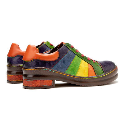 Casual Handpolierte Regenbogen Flachschuhe Klassiker Damen Lederkleid Schuhe