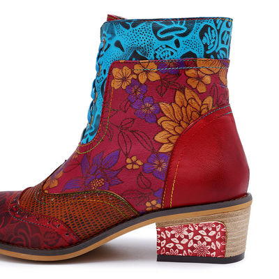 Vintage echte Leder Cowgirl Stiefel, Frauen Leder Knöchel Stiefel große Größe