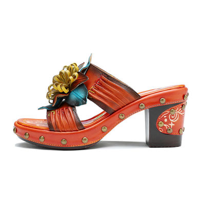 Handgefertigte Mode Frauen Sandalen Pantoffeln 3D Blumen Plattform Pantoffelschuhe