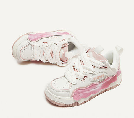 Schnürsenkel Frauen Leder Sneakers Casual Dicke Sohle Casual Schuhe