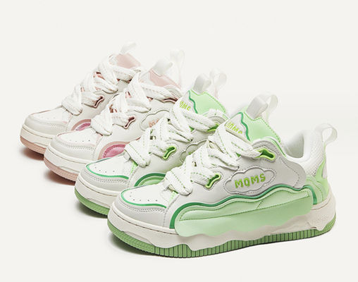 Schnürsenkel Frauen Leder Sneakers Casual Dicke Sohle Casual Schuhe