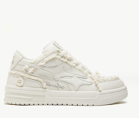 Leder-Sneaker für Damen, Rundfuß, Leinwand, Denim-Sneaker