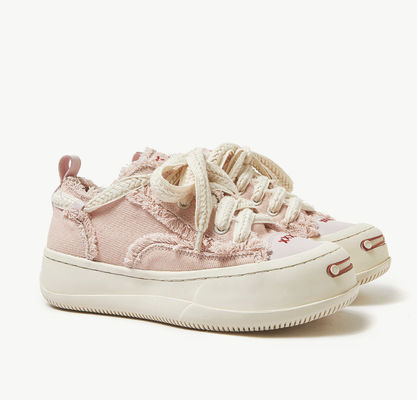 Weiß/Schwarz Atemtrainer Damen Leinwand Sneakers Runder Zeh