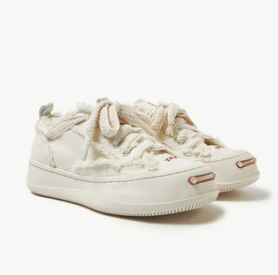 Weiß/Schwarz Atemtrainer Damen Leinwand Sneakers Runder Zeh