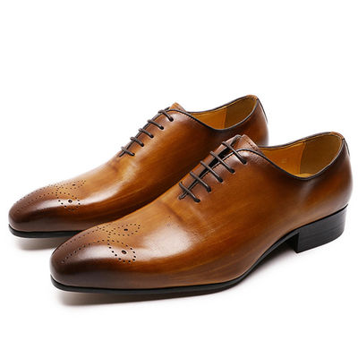 Retro Vintage Herren Leder Kleid Schuhe, Männer Leder Schnürsenkel Brogue Schuhe