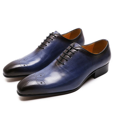 Retro Vintage Herren Leder Kleid Schuhe, Männer Leder Schnürsenkel Brogue Schuhe