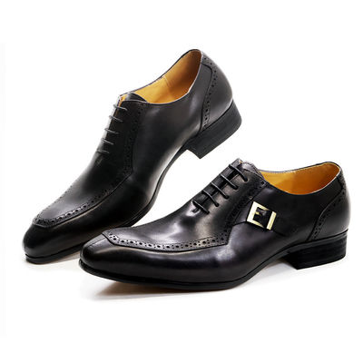 Geprägtes Patent Leder Männliche Formkleid Schuhe Braun ODM genehmigt