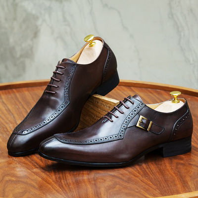 Geprägtes Patent Leder Männliche Formkleid Schuhe Braun ODM genehmigt