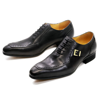 Geprägtes Patent Leder Männliche Formkleid Schuhe Braun ODM genehmigt