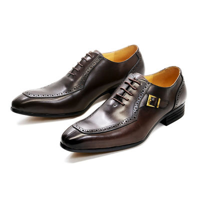 Geprägtes Patent Leder Männliche Formkleid Schuhe Braun ODM genehmigt
