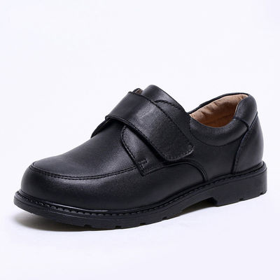 Leder-Unisex-Schulschuh schwarz Größe 26-45 Flachhaul mit Lederverkleidung