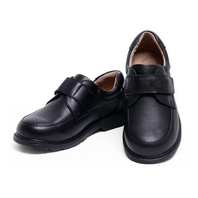 Leder-Unisex-Schulschuh schwarz Größe 26-45 Flachhaul mit Lederverkleidung