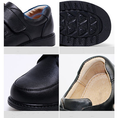 Leder-Unisex-Schulschuh schwarz Größe 26-45 Flachhaul mit Lederverkleidung