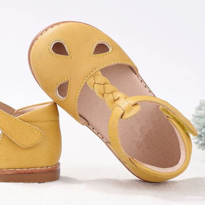 Runde Zehen Leder Schuhen Gelb Leder niedliche Babyschuhe