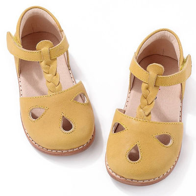 Runde Zehen Leder Schuhen Gelb Leder niedliche Babyschuhe