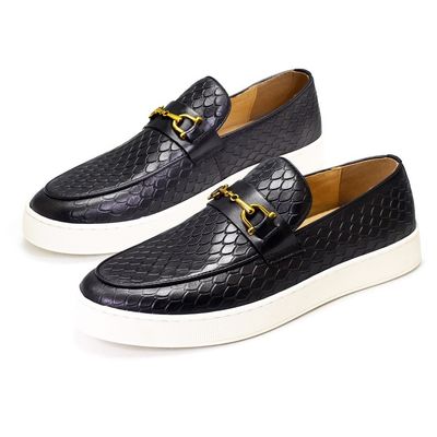 Alle Jahreszeiten Männer Slip On Sneakers Echtes Leder Flachboot Schuhe für Freizeit