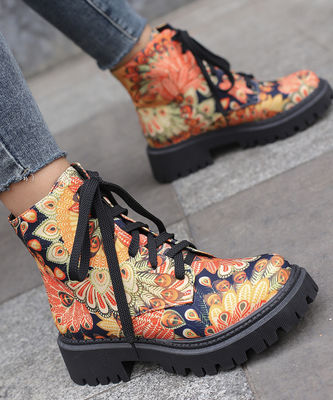 Kautschuk-Sohle Damenleder Stiefel Schwarz Militär-Stil Stiefel für Standards