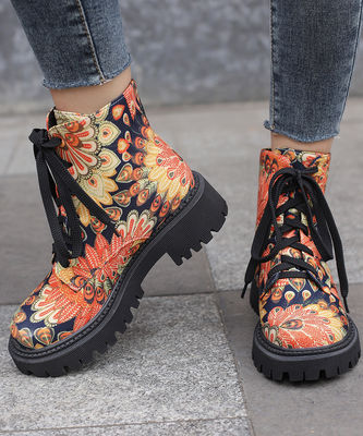 Kautschuk-Sohle Damenleder Stiefel Schwarz Militär-Stil Stiefel für Standards