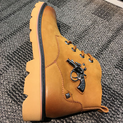 OEM Herren Leder Casual Stiefel für Motorrad, Plattformen Heel High Top Slip On Sneakers