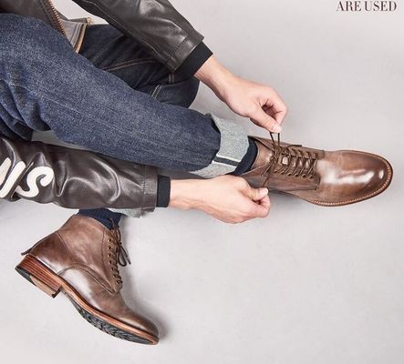Herbst-Winter-Männer-Leder-Kleid-Stiefel-Hoch-Ober-Leder-Stiefel-Baumwolle - mit Plüssigpolsterung