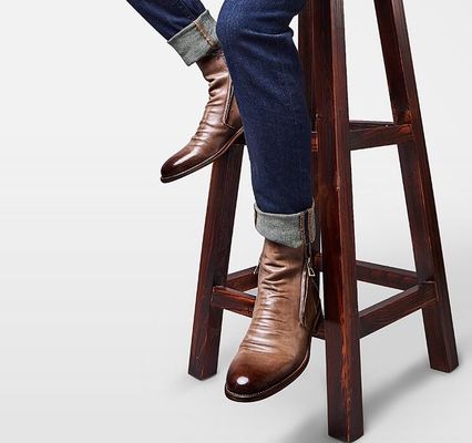 Runde Fußzehlenschuhen für Männer Fußzehlenschuhen mit Schnürsenkeln echtes Leder Vintage Spitzenfußschuhen