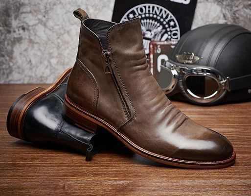 Runde Fußzehlenschuhen für Männer Fußzehlenschuhen mit Schnürsenkeln echtes Leder Vintage Spitzenfußschuhen