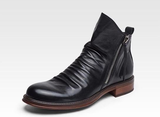 Silberfarben Männer Slip auf Leder Sneakers Runder Zeh Komfortable stilvolle Laufschuhen