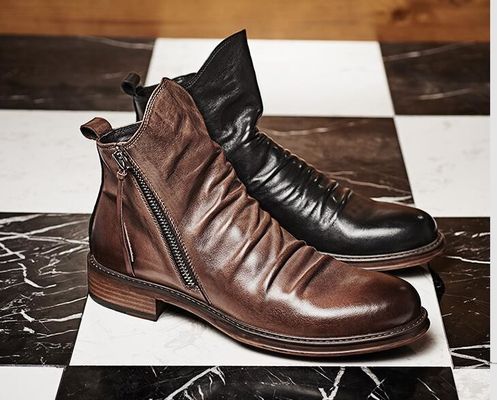 Silberfarben Männer Slip auf Leder Sneakers Runder Zeh Komfortable stilvolle Laufschuhen