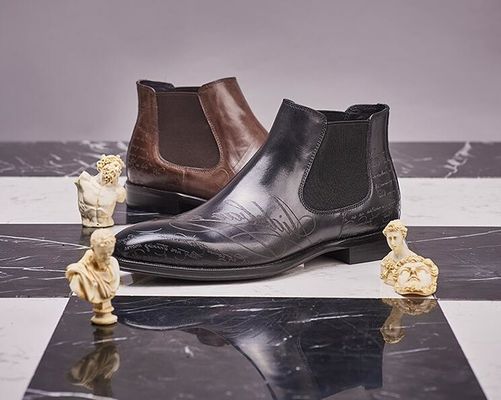 Formal Casual Männer Fußgelenkstiefel Rundzehe Leder Männer Schnürsenkel Reißverschluss