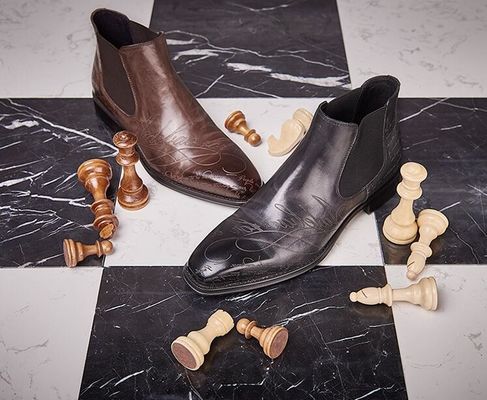 Formal Casual Männer Fußgelenkstiefel Rundzehe Leder Männer Schnürsenkel Reißverschluss