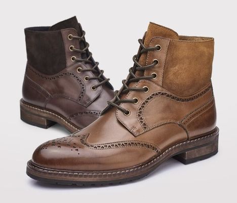 Spitze Zehen Männer Braunes Leder Chelsea Stiefel, Leder Schnürsenkel Stiefel für die Party