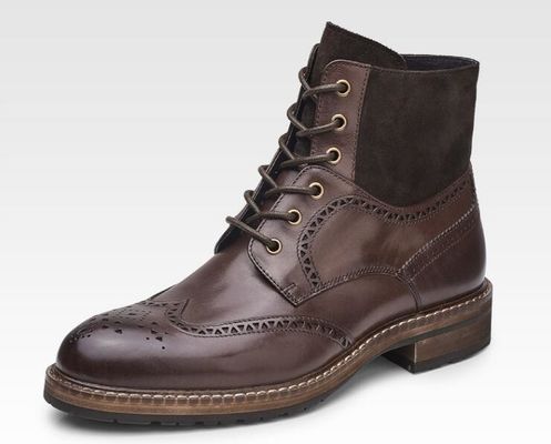 Spitze Zehen Männer Braunes Leder Chelsea Stiefel, Leder Schnürsenkel Stiefel für die Party