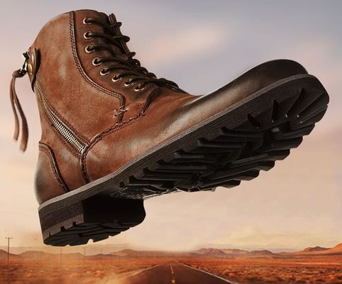Bullock Herren Braune Leder Stiefel, echtes Leder Martin Cowboy Stiefel