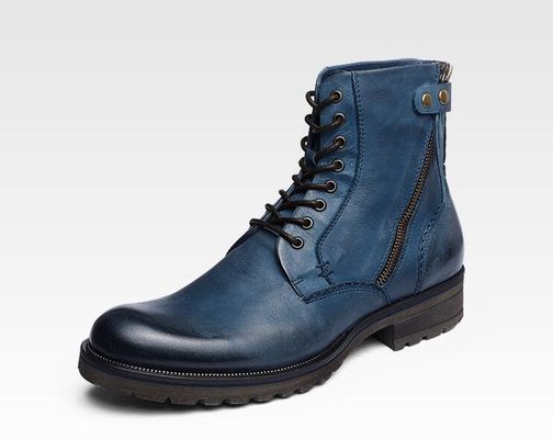 Bullock Herren Braune Leder Stiefel, echtes Leder Martin Cowboy Stiefel