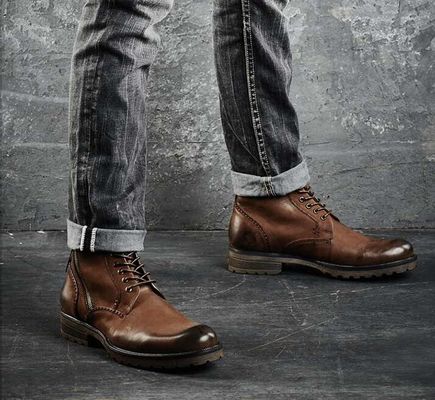 Bullock Herren Braune Leder Stiefel, echtes Leder Martin Cowboy Stiefel
