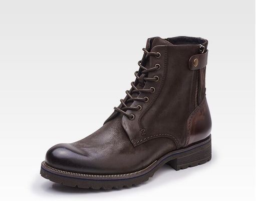 Normalgröße Herren Braun Chelsea Stiefel Vollkorn Leder High Top Casual Schuhe