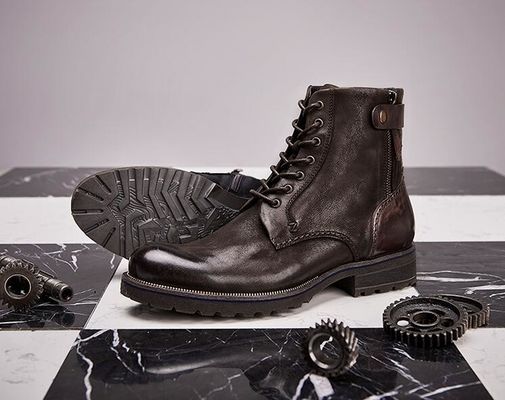 Normalgröße Herren Braun Chelsea Stiefel Vollkorn Leder High Top Casual Schuhe