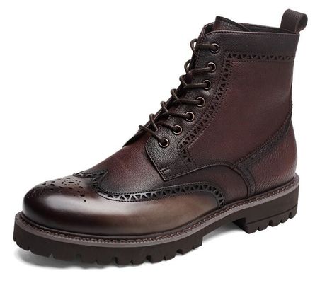 Schwarz / Braun Herren Leder Brogue Knöchel Stiefel Spitzenzehe Mode Stil