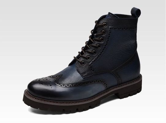 Schwarz / Braun Herren Leder Brogue Knöchel Stiefel Spitzenzehe Mode Stil