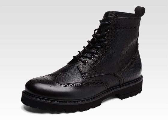 Schwarz / Braun Herren Leder Brogue Knöchel Stiefel Spitzenzehe Mode Stil