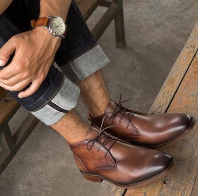 Chukka Suede Leder Männer Leder Casual Schuhe Braun Männer Schnürsenkel Up Dress Stiefel