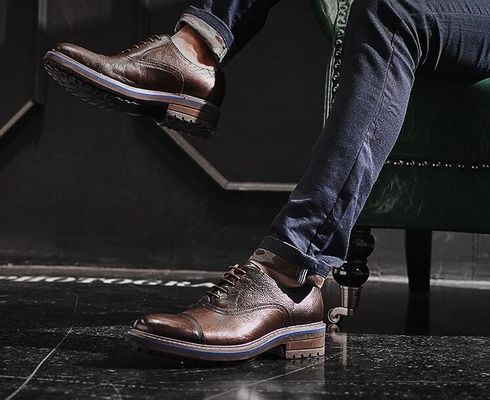 Gewebte Formelle Herren Lederkleid Schuhe Elegante Goodyear Welted Schuhe mit zwei Zehen