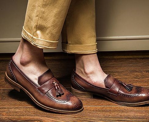Frühling / Herbst Braun Männer Gewebtes Leder Slip On Schuhe für die Party