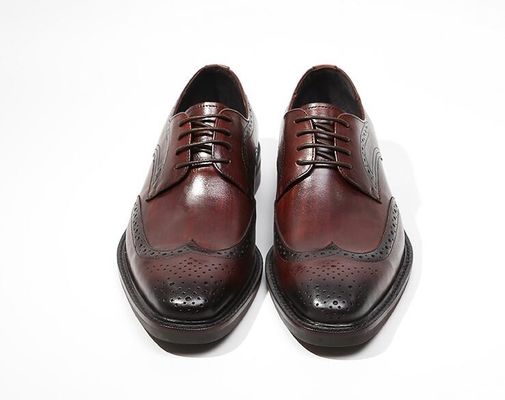 Derby-Stil Männer Braun Spitzen Schuhe Flach Männer Gewebtes Leder Slip On Schuhe