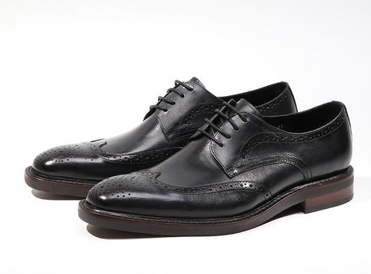 Derby-Stil Männer Braun Spitzen Schuhe Flach Männer Gewebtes Leder Slip On Schuhe