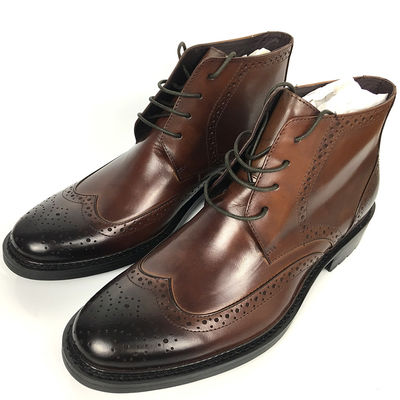 Halbwinterbraune Lederkleider für Männer Stiefel, günstiges Fell Eins Schnee Stiefel
