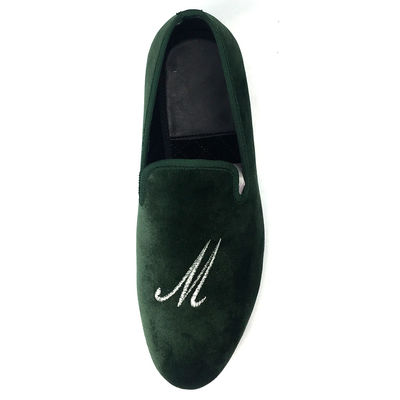 Luxuriöse Grüne Velour Loafers für Männer Handgefertigt Velour Loafers