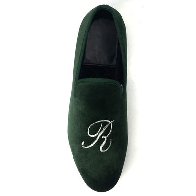 Luxuriöse Grüne Velour Loafers für Männer Handgefertigt Velour Loafers